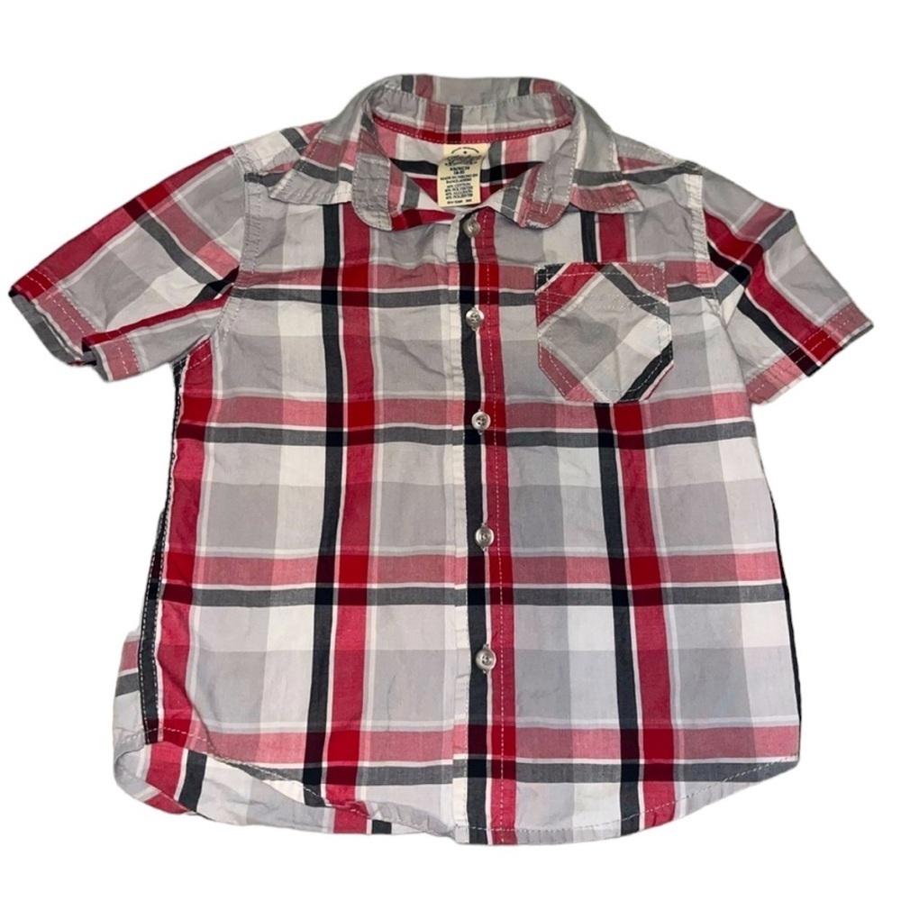 Boys Plaid Short Sleeve Button Down Dress Shirt